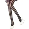 Women Socks Women's Vintage Sexy Black Vertical Stripes Pattern Stretchy Tights Pantyhose Stockings Gothic Clothes Underwear