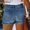 Femmes Shorts Femmes Mode Déchiré Taille Haute Roulé Denim Shorts Vintage Trou D'été Casual Poche Court Jeans Dames Hotpants Shorts 2022 T230603