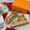 2023 runway show new sweetest cool sandals women sandals thick sole vamp head layer calfskin size 35-42