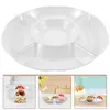 Flatware Sets Container Compartment Fruit Plate Serving Dish Platters Entertaining Tray 25X25X3CM Storage White Melamine Party Trays