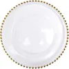 Gold Dot Acrylic Charger Plates Clear Gold Silver Rim Clear Beaded Charger Plates Wedding Parties Middag Imake941