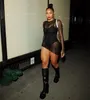 Elbiseler Adogirl fırfırlar şeffaf örgü asimetrik mini elbise bodysuit astarlı kadınlar seksi uzun kollu bodycon clubwear