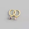 Hoop Earrings Small Colorful Round Zircon Huggies Pendant Drop For Women Simple Elegant Bohemian Piercing Jewelry Accessories