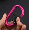 Outdoor Aluminum Alloy D Shape Safety Buckle With Lock Aluminium Alloy Climbing Button Carabiner portable hang buckle Camping Hiking Hook