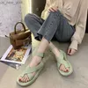 Ins Hot Women's Sandals 2021 Summer Solid Color Comforty Female Shome Shoes女性のための分厚いサンダル非滑り靴L230518