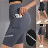 Damen-Leggings, 2023, Damen-Leggings mit hoher Taille, einfarbig, Hüftheben, Übung, Yoga-Hose, Taschenhai-Shorts, Radfahren, Reiten, Leggings, Damenbekleidung