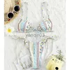 Roupa de banho feminina MYTENG Conjunto de biquíni com estampa floral e bandagem para mulheres Verão Sexy Push Up Maiô Beachwear Halter Biqiuni Maiô J230603