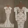 Luxe Zeemeermin Trouwjurken Sweetheart Off-the-shoulder Designer Parels Lace on Tulle Court Gown Custom Made Plus Size Bruidsjurk Vestidos De Novia