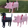 Garden Decorations Metal Animal Mailbox Sculpture Waterproof Letter Box Creative Pig Dog Cow For Courtyard Decoration 230603