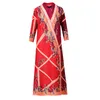Robes Vanovich Style chinois robe rouge printemps 2022 nouveau tempérament surdimensionné mode genou longueur femmes imprimer Oneck Aline robe