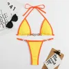 Kobiety metalowy łańcuch strojów kąpielowych bikini 2023 SKWOROWY PUPH UP HALTER CIT-U-UP BRA+Triangle Thong Dwuczęściowy kostium kąpielowy Brazylijski bikinis J230603