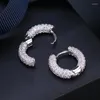 Boucles d'oreilles créoles luxe à la mode semi-circulaire zircone mode anniversaire Surprise cadeau brillant cristal dames bijoux