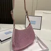 Sacolas femininas de designer Cleo bolsas de ombro com cristais enfeitadas de cetim bolsas femininas 2023 moda bolsas nas axilas