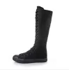 2023 Nuovi stivali stile PUNK EMO Gothic Donna Scarpe da ragazza Zip Lace Up Rock Boot Canvas Sneaker Ginocchio bianco nero Alto stile classico per scarpe da ragazza