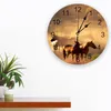 壁の時計野生馬動物時計キッチンホームリビングルーム装飾的な装飾