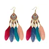 Dangle Chandelier Indien Jhumka Boucle D'oreille Bohême Ethnique Plume Naturelle Longue Boucles D'oreilles Suspendues Pour Les Femmes Egypte Gypsy Bijoux Drop Del Dh9Xn