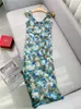 2023デザイナーマキシムパーティードレス印刷されたバックレススリムフィッティングオフショルダーフリルスリーブドレス女性デザイナードレス用ロングドレス