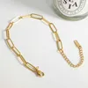 Wholesale Custom PVD 18K Gold Plated Stainless Steel Flat Paper Clip Paperclip Link Chain Bracelet for Women