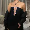 Casual Dresses AVV Temperament Nightclub Party Skinny Ladies Mini Bodycon Summer Dress Pink Bow Cut Out Axless Tube Top Partywear