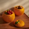 Storage Bottles Orange Shape Ceramic Box Creative Cute Containers Candy Jars Household Items Kitchen Organizer Home Decoration