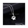 Pendant Necklaces Heart Pendants Jewelry For Women Long Chain Sweater Necklace Fashion Cute Pets Dogs Footprints Paw Drop Delivery Dhuag