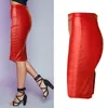 Jurken High Taille Punk Rok Women High Street Red Faldas Mujer Moda Renaissance Pierrok Push Up Faux Leather Split Jupe Femme