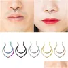 Nose Rings Studs Fake Septum Piercing Stainless Steel Ring Non Clip On Hoop Faux Lip Stud For Women Body Jewelry Drop Delivery Dhq7R