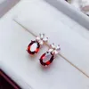 Stud Earrings Natural Real Garnet Earring And 925 Sterling Silver