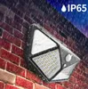 100 LED-fyrsidiga solenergi Ljus 3-lägen 120 graders vinkelrörelsessensor Garden Street Lamp utomhusvattentäta trädgårdslampor