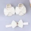 Hårtillbehör Elastiska färgglada dekorativa pojkar flickor strumpor med faux pärla bowtie pannbandsset