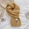 Scarves 2023 Knitted Scarf Women Shawl Striped Pattern Wool Big Warm Neckerchief Solid Color Soft Beige Woolen Ins Neck Pashmina