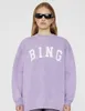 2024 BING Designer Pullover New Women Fashion Trend Sweatshirt Classic Hot Letter Print Wash Lavender Purple Loose Cotton Versatile Hoodie Sweater Tops 688vvv