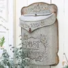 Garden Decorations Outdoor Wall Mailbox Letter Box Retro Style Decoration Crafts Metal Mounted Post Farmhouse 230603