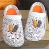 Happy Cartoon Clogs Couple 3.5cm Platform Summer Men Slides Women Outdoor Close Toe Shoes Beach Sandals Black White Slippers L230518