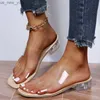 Sandalias de moda de verano para mujer, zapatos de playa de lujo para mujer, sandalias transparentes, tacones altos cómodos para mujer, tacón medio transparente, nuevo L230518