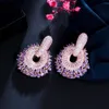 Dangle Chandelier CWWZircons Trendy Luxury Purple Pink Cubic Zirconia Pave Dangle Earrings for Women Statement Wedding Party Jewelry CZ979 230602