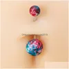 Navel Bell Button Rings Painting Belly Ring Colourf Acrylic Ball Piercing Barbell Stud Stainless Steel Bar Body Jewelry Drop Delive Dhzss