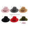 Chapeaux à large bord haut tendance pour hommes femmes élégant solide feutre Fedora chapeau bande plat Brimhats élégant Trilby Panama Caps Drop Delivery A Dhidb