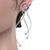 Baumelnder Kronleuchter, Punk-Gothic, unregelmäßige Linie, rosa Zirkon, kreisförmig, aushöhlen, Sailor Octopus Drop, Cyberpunk-Ohrring für Frauen, cooler Mädchen-Schmuck 230602