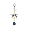 Porte-clés Pierre Naturelle Porte-clés Arbre De Vie Pendentif Fil Enveloppé Puce Perles Homard Fermoir Titulaire De Voiture Accessoires Bijoux Drop Deliv Dhkuz