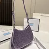 Cleo Womens Tasarımcıları Tote Shouler çantaları kristal süslemeli saten çanta bayanlar 2023 moda alt koltuk cüzdanlar bling