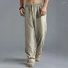 Pantalons pour hommes été coton lin lâche cordon Yoga pantalon hommes décontracté poche jambe large Sport mâle grande taille S-5XL