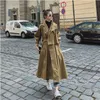 Wftgb Primavera Outono Feminino Cores Correspondentes Blusão de Comprimento Médio Sobretudo Longo Trench Coat (cor d Tamanho l Código)