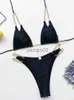 Women's Swimwear Peachtan Halter bikini set 2021 Chain swimsuit women Push up bathing suit Black swimwear women Micro bikini Swimming suit new J230603