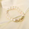 INS Fashion 14K Gold-plated Stainless Steel Natural Freshwater Pearl Bracelet Independent Packaging Ladies Bracelet Round Buckle Bracelet for Women