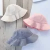 2PCSヘアアクセサリー甘い女の女の子の帽子夏の弓のバケツソフトコットンキッズビーチサンキャップ