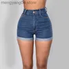 Kvinnors shorts zoki kvinnor denim shorts mode sommar hög midja bredbens shorts löst blå korta jeans sexiga hemming tvätt kvinnliga jeans t230603