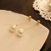 Charm Long Tassel Simulated Pearl Drop Earrings for Women Wedding Jewelry Gold Color D'Oreille R230603