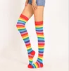 Sexiga kvinnor Rainbow Stripe Socks Girls Long Tube Knee Socks High Socks Festive Cosplay Party Supplies Christmas Sock Stocking
