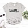 女性のTシャツは神経様体の手紙を祝う女性tシャツのカジュアル面白いレディーガールトップティードロップ配信アパレルレディース布dhlqm